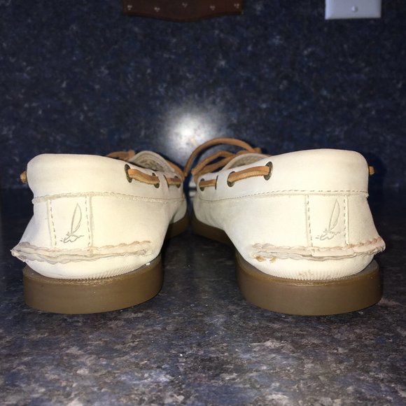 Sperry Ivory Perforated Leather Loafer Boat Shoe 9 - Picture 3 of 7